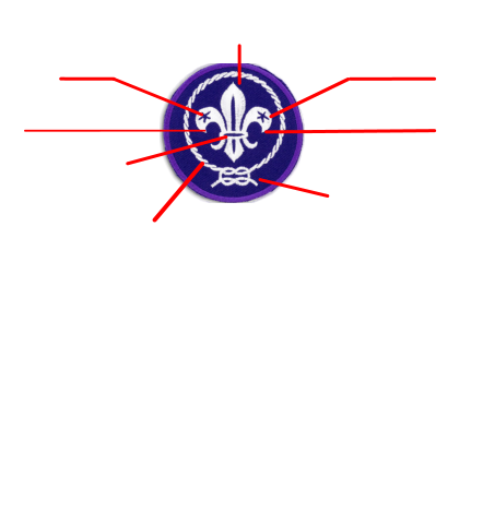 Heraldic Colours:  White or silver for purity.   Royal Purple denotes Leadership and Service.  Baden Powell:  “The badge was taken from the north point we used on maps.”            Traditional promise: Duty to God Alternative promise: Uphold our Scout Values Service to others Obedience to the Scout Law The Bond of the Family of Scouting The Reef Knot  cannot be undone however hard it is pulled.  It is symbolic of the strength of world scouting’s unity and family. The Encircling Rope represents the unity and family of the World Scout Movement. Truth Knowledge