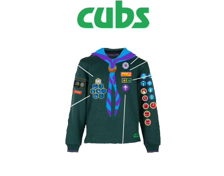 Moving up badge Joining in badges (These are years  in Scouting) Staged and Activity badges Membership badge County & District Group Name  Challenge badges Chief Scout  Silver Award Occasional badge Leadership stripe